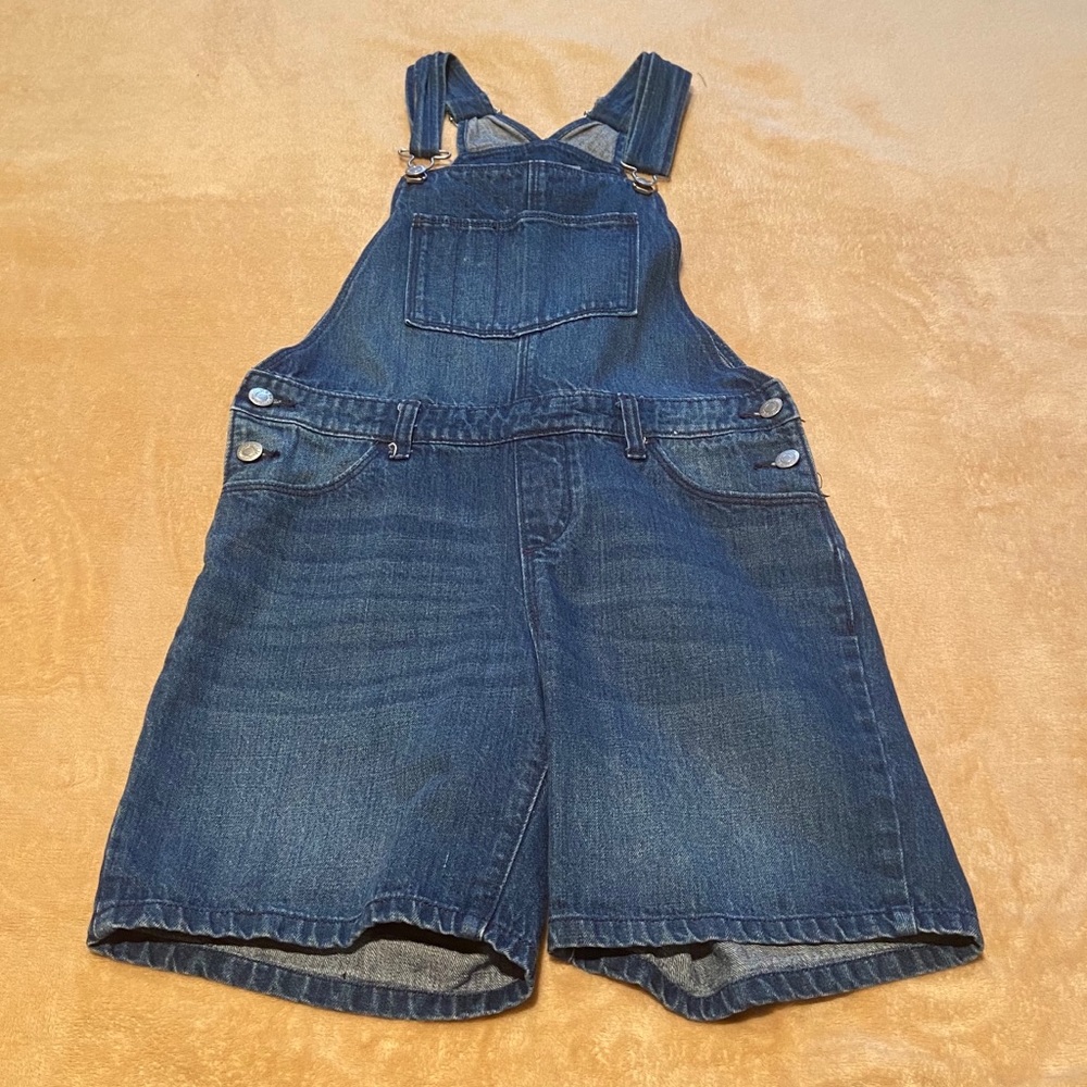 Denim overall shorts